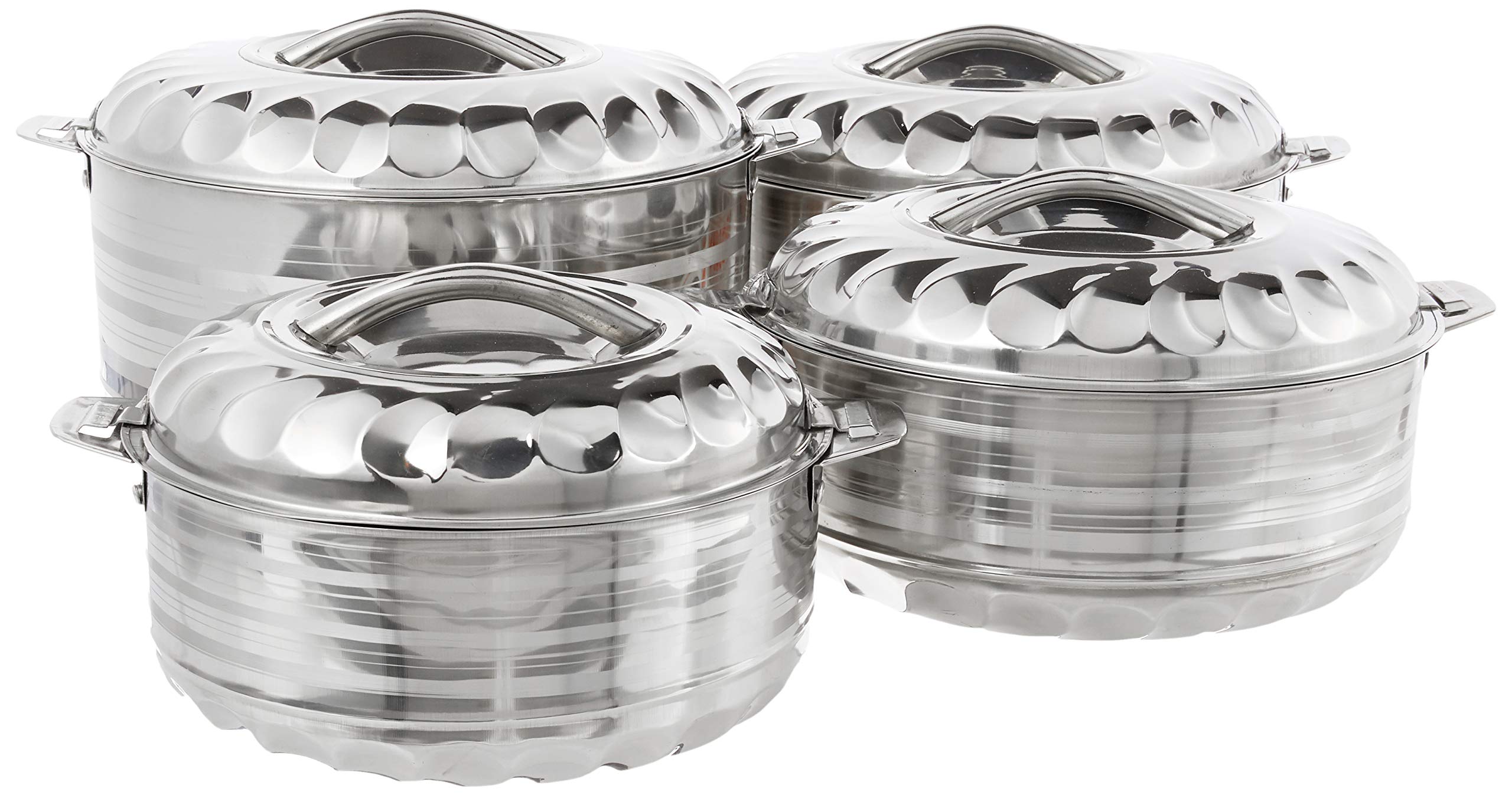Vinod 4-Piece Insulated Casserole Food Warmer/Cooler Hot Pot Gift Set, 4000mL+5000mL+7500mL+10000mL, Stainless Steel