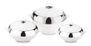 tmvel crescent insulated casserole hot pot - insulated serving bowl with lid - food warmer - 3 pcs set 2.5 l / 3.5 l / 5 l