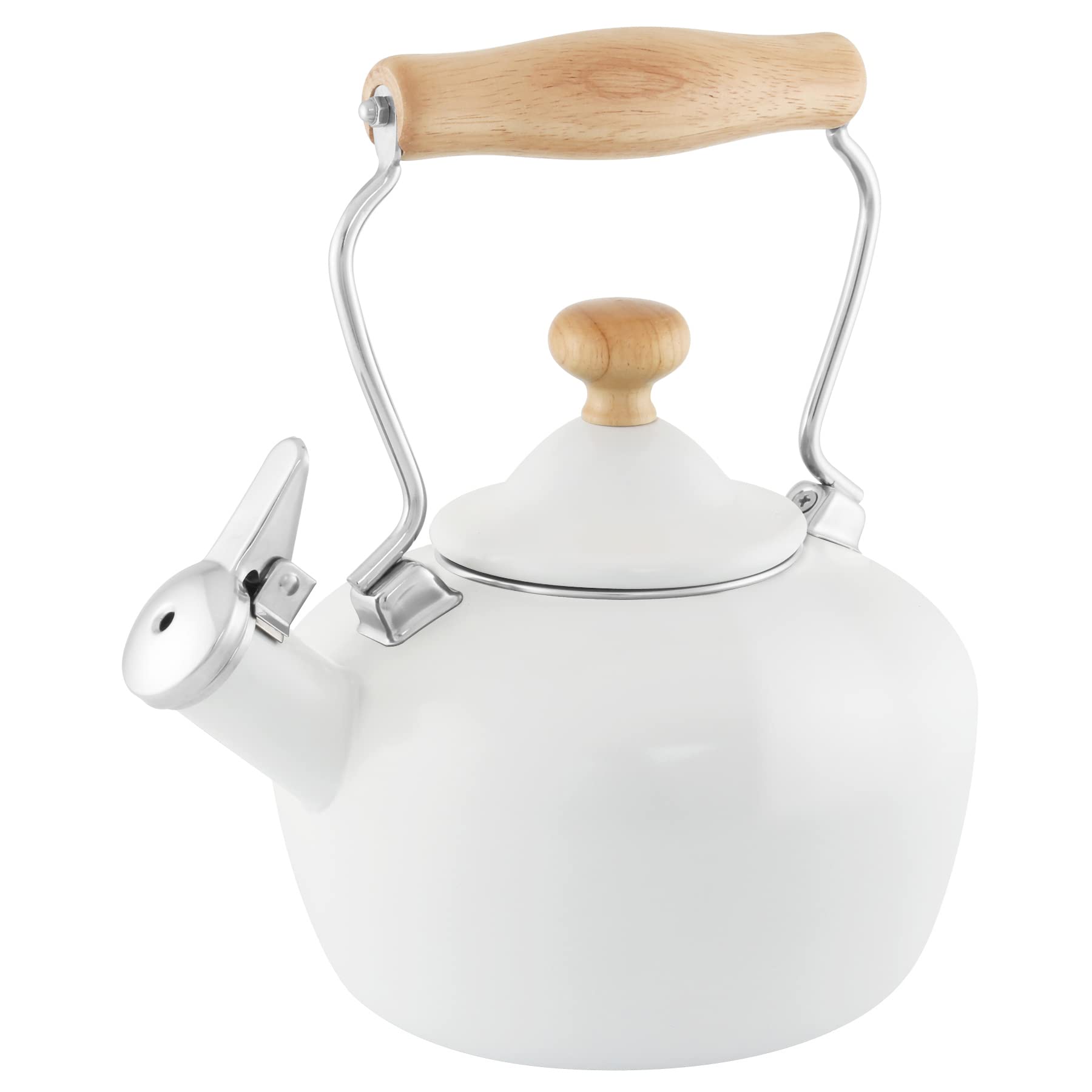 Chantal Tea Kettle, Carina Series, 1.8 QT, Premium Enamel on Carbon Steel, Whistling, Even Heating & Quick Boil, White