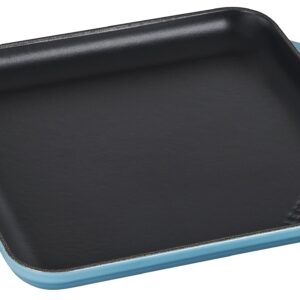 Le Creuset Enamaled Cast Iron Square Griddle, 9.5", Caribbean