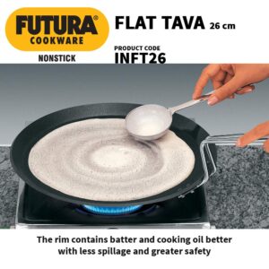Hawkins Futura Non-stick Induction Compatible Flat Tava Griddle, 10" Induction, BLACK,