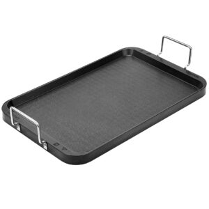 dobadn stove top flat griddle, 18'' x 10'' nonstick double burner griddle pancake griddle for gas grill or electric stovetop, aluminum