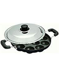 shreeshanaik non stick appam patra, appam maker, 12 pits appam maker with lid, 1 spatula, 1 scrubber