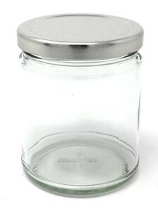 9 oz straight sided glass jar with metal silver lid 12-pack by richards packaging
