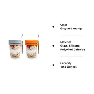 SMARCH Overnight Oats Jars with Lid and Spoon Set of 2, 16 oz Large Capacity Airtight Oatmeal Container with Measurement Marks, Mason Jars with Lid for Cereal On The Go Container (Emerald Green)