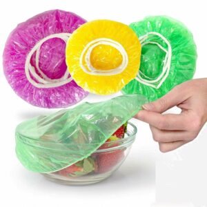 120 pieces elastic food storage covers, plastic stretchable adjustable food covers reusable colorful bowl covers for family outdoor picnic fruit dishes plates 3 size