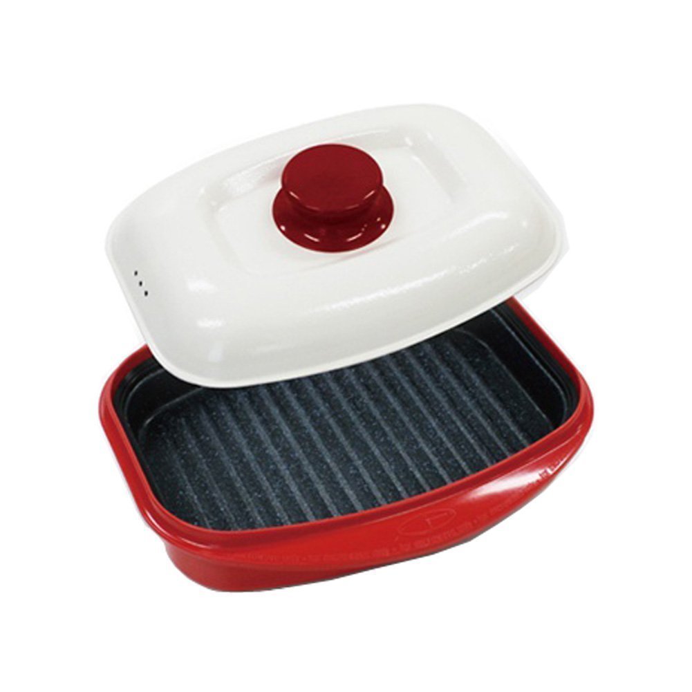 Rangemate Nonstick Microwave Grill Ceramic Coating Pan (Red)