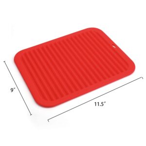 Hedume 4 Pack Silicone Pot Mat, Heat Resistant Food Grade Silicone Trivet Mats, Rectangular Drying Mat for Countertop Trivet Pads Hot Dishes, Pots and Pans (4 Colors)