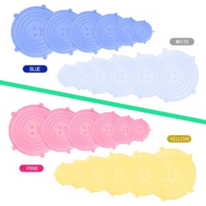 12 pcs Silicone Stretch lids set, 6 Sizes, Reusable Food Storage Covers ，Silicone Bowl Covers，Flexible to Fit All Shape of Containers，Durable Food Cover to Keep Food Fresh (blue,green)