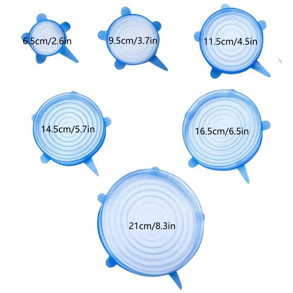 12 pcs Silicone Stretch lids set, 6 Sizes, Reusable Food Storage Covers ，Silicone Bowl Covers，Flexible to Fit All Shape of Containers，Durable Food Cover to Keep Food Fresh (blue,green)