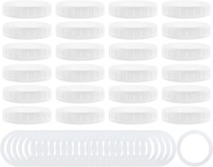 cornucopia wide mouth plastic mason jar lids with silicone seal rings (24-pack deluxe set)