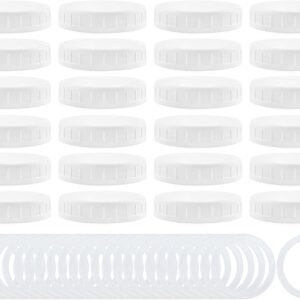 Cornucopia Wide Mouth Plastic Mason Jar Lids with Silicone Seal Rings (24-Pack Deluxe Set)