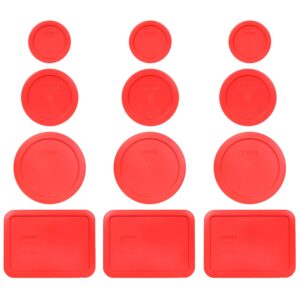 pyrex (3) 7202-pc 1 cup red (3) 7200-pc 2 cup red (3) 7201-pc 4 cup red (3) 7210-pc 3 cup red replacement food storage lids made in the usa