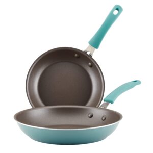 rachael ray cook + create nonstick frying pans/skillet set, 9.5 inch and 11.75 inch, agave blue