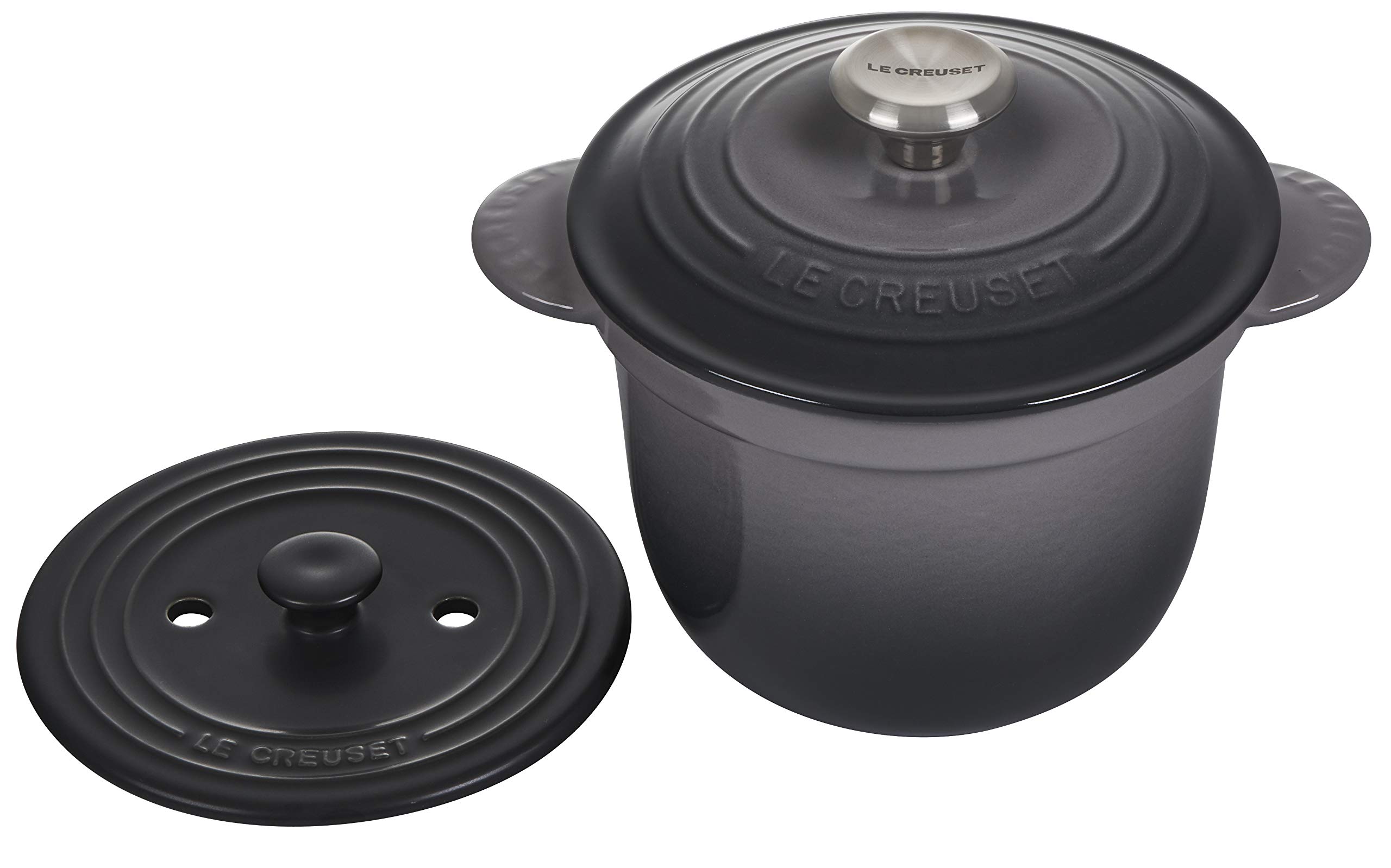 Le Creuset Enameled Cast Iron Rice Pot with Lid & Stoneware Insert, 2.25 qt., Oyster