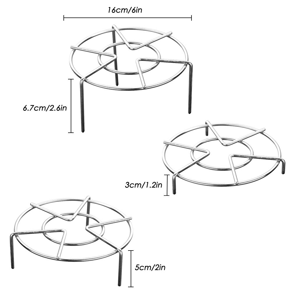 Set of 3, Stainless Steel Trivet Rack Stand, SourceTon 3 Sizes Heavy Duty Pressure Cooker Steam Rack, Steaming Rack, Pot Pan Cooking Stand- 1.2 Inch, 2 Inch, 2.6 Inch