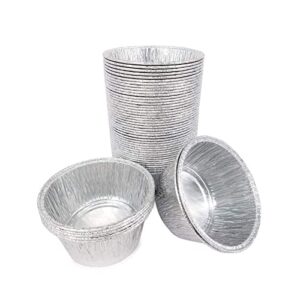 hogoo 50pack disposable round aluminum foil trays containers cake cup 3.2"x3.2"x1.4" for kitchen baking bbq make cake desserts make food for kids heat food at family dinner friends party wedding