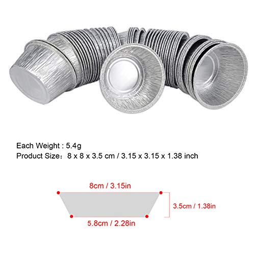 Hogoo 50Pack Disposable Round Aluminum Foil Trays Containers Cake Cup 3.2"x3.2"x1.4" For Kitchen Baking BBQ Make Cake Desserts Make Food For Kids Heat Food At Family Dinner Friends Party Wedding