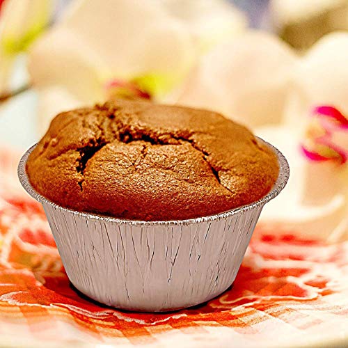 Hogoo 50Pack Disposable Round Aluminum Foil Trays Containers Cake Cup 3.2"x3.2"x1.4" For Kitchen Baking BBQ Make Cake Desserts Make Food For Kids Heat Food At Family Dinner Friends Party Wedding