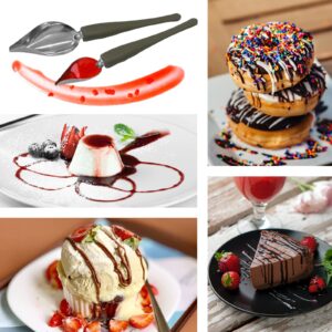 Daily Treasures 7Pcs DIY Decorating Tool Set, 3Pcs Chocolate Dipping Fork Spoons & 2Pcs Culinary Drawing Decorating Spoon with 1 Silicone Cake Decorating Pen & 1 Kitchen Tweezer for Decorative Plates