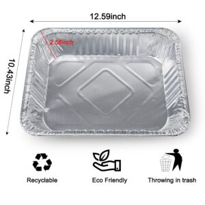 Komely Aluminum Foil Pans with Lids [25-Pack], Half-Size 9x13 Baking Pan,Heavy Duty Tin Foil Pans,Disposable Cookware, Food Containers for Cooking, Chafing, Catering,heating or Steam table