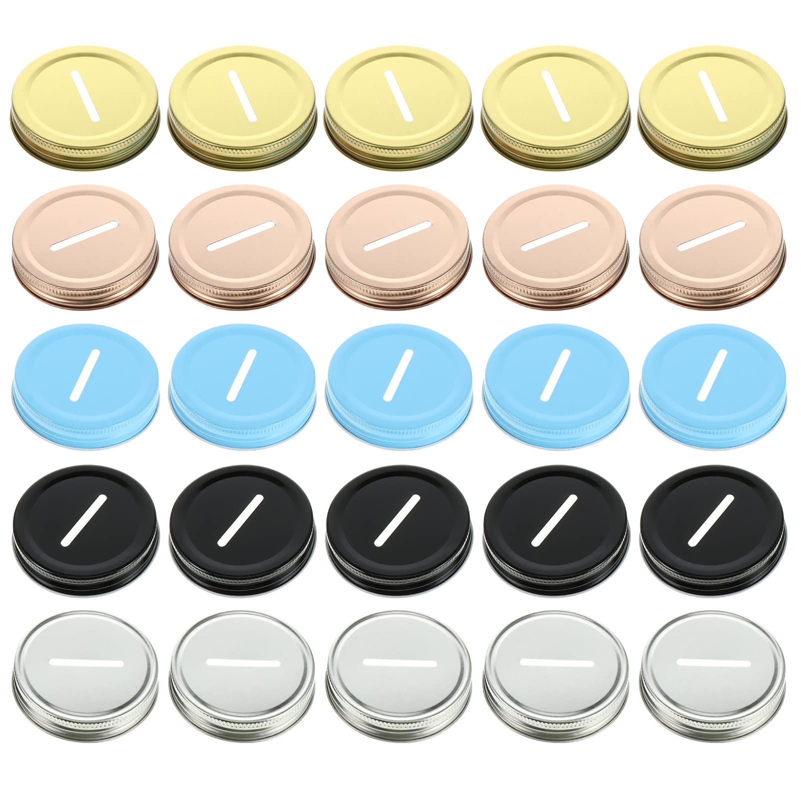 ARTIBETTER 25pcs Coin Slot Lids for Regular Mouth Mason Jars Piggy Banks 70mm