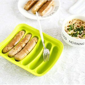 non-stick silicone sausage mold for homemade hot dogs, diy hot dogs, bpa free, hot dog mold for oven and microwave (green, 6-cavity)
