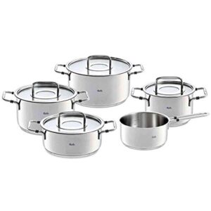 fissler bonn 9-piece stainless steel cookware-set with glass lids stainless-steel - induction