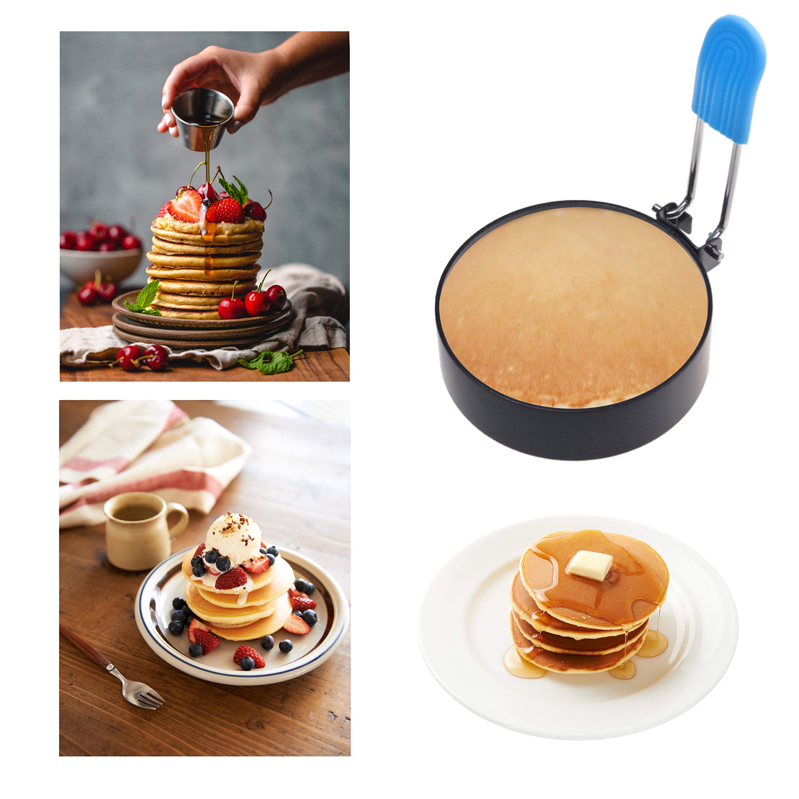 Kare & Kind 4x Non-Stick Stainless Steel Egg Rings - Different Shapes with Anti-Scald Handles - Great for Frying and Shaping - Ideal for Breakfast English Muffins, Pancakes, Sandwiches