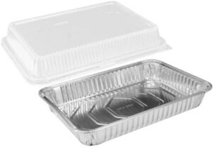 nicole fantini 9 x 13” half size disposable aluminum pan with dome lids - keep meals fresh longer - versatile food containers - eco-friendly & durable - set of 10