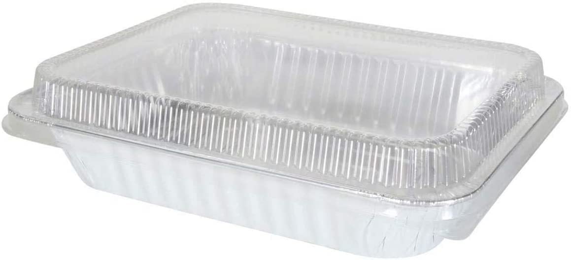 Nicole Fantini 9 x 13” Half Size Disposable Aluminum Pan with Dome Lids - Keep Meals Fresh Longer - Versatile Food Containers - Eco-Friendly & Durable - Set of 10