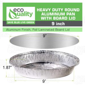 EcoQuality (500 Pack) - 9 Inch Disposable Round Aluminum Foil Take-Out Pans with Board Lids Set - Disposable Tin Containers, Perfect for Baking, Cooking, Catering, Parties, Restaurants