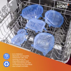 Kitchen + Home Silicone Stretch Lids - Set of 6 Silicone Food Saver Covers - BPA (1)