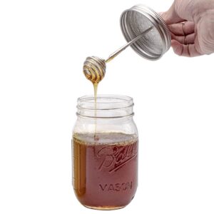 Stainless Steel Honey Dipper by Mason Jar Lifestyle (Regular Mouth)