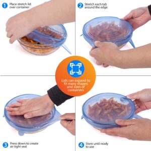 Kitchen + Home Silicone Stretch Lids - Set of 6 Silicone Food Saver Covers - BPA (1)