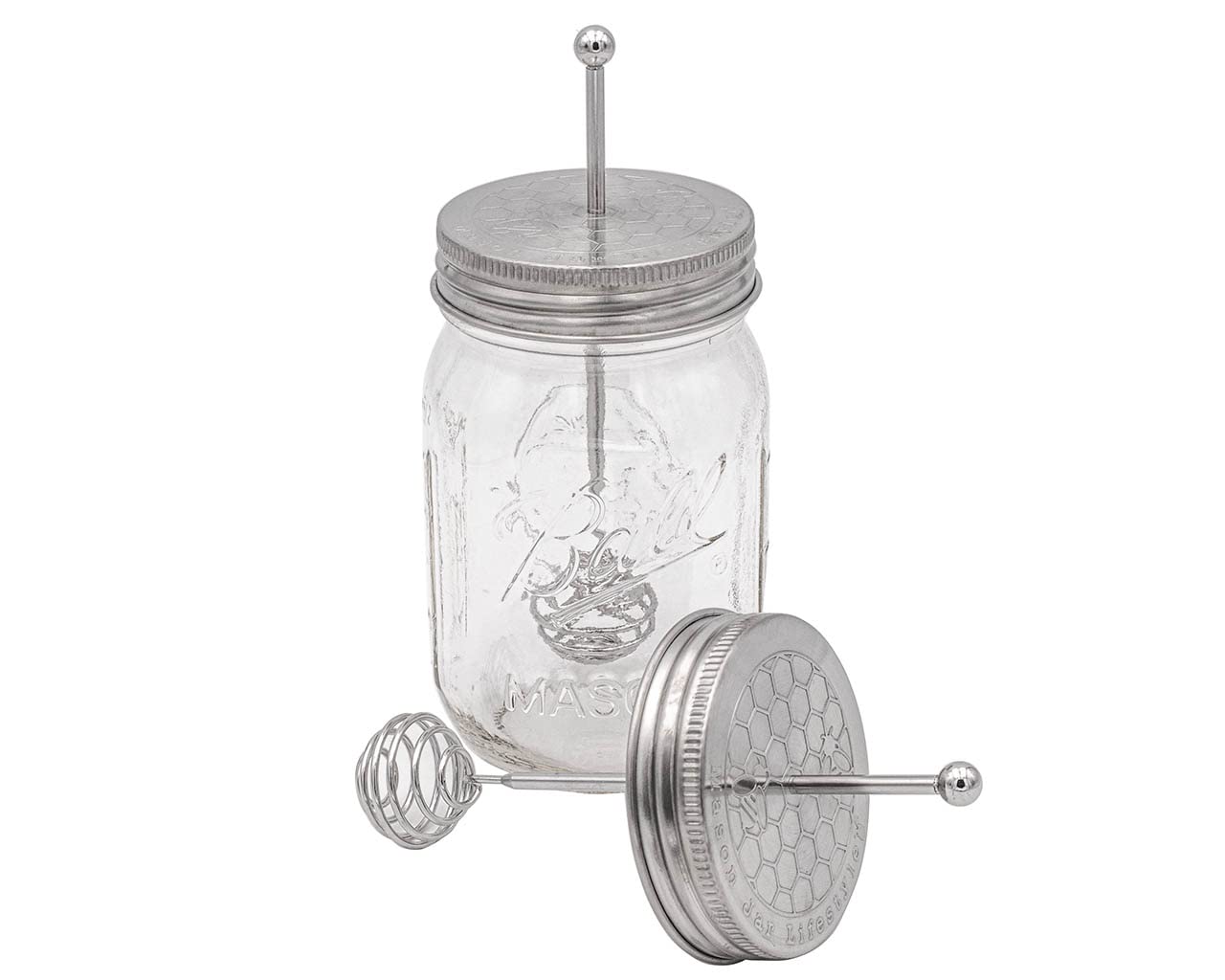 Stainless Steel Honey Dipper by Mason Jar Lifestyle (Regular Mouth)