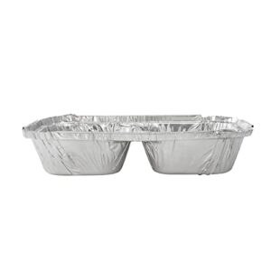 Restaurantware Foil Lux 23 Ounce Aluminum Food Containers 100 Rectangle Aluminum Pans - Lids Sold Separately 3 Compartments Silver Aluminum Foil Containers For Storing Baking And Meal Prep