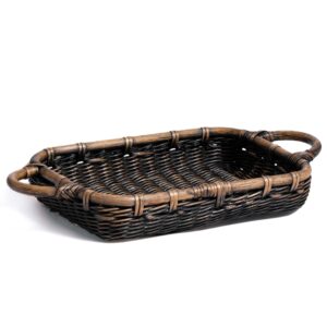 the basket lady wicker casserole basket, 3 quart, antique walnut brown
