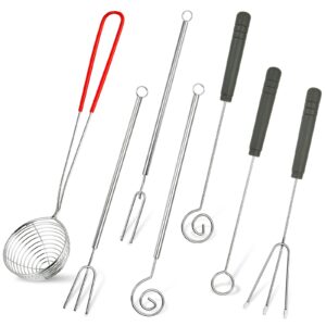 elesunory 7 pieces candy dipping tools chocolate dipping fork spoons set, stainless steel candy making supplies for decorative plates, including 1pcs slotted spoon and 6pcs fondue forks