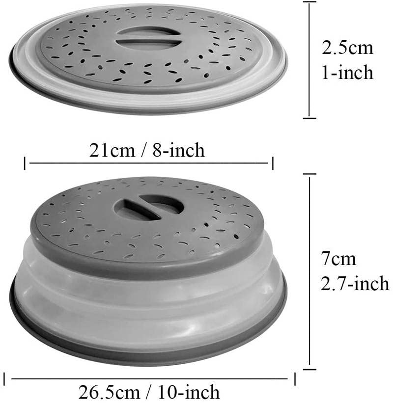 Wamba Vented Collapsible Microwave Splatter Proof Food Plate Cover With Easy Grip Handle Dishwasher-Safe, BPA-Free Silicone & Plastic, 10.5″ Round, (Red) X2