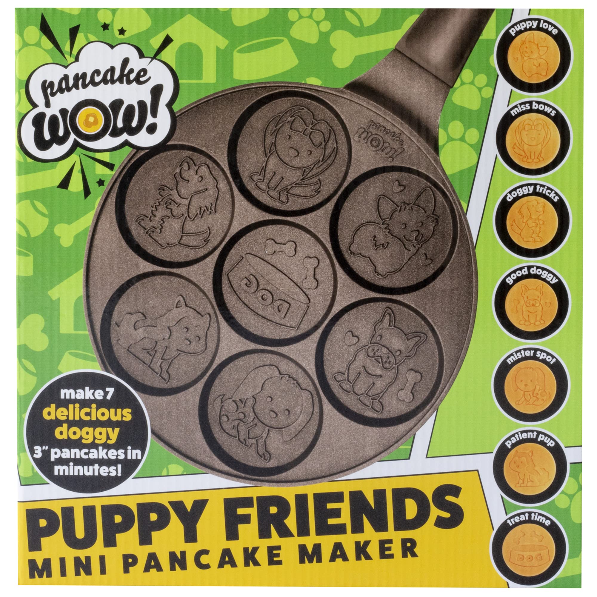 Puppy Friends Mini Pancake Pan - Make 7 Unique Flapjacks - Nonstick Griddle for Breakfast Pup Animal Fun & Easy Cleanup - Fun Dog Related Gift for Kids & Adults, Boys or Girls