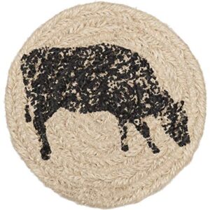 VHC Brands Sawyer Mill Cow Jute Coaster, 6-Piece Set, Bleached White, 4"