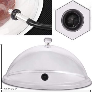 Smoking Gun Cup Lid & Cloche for Cocktail Food Smoke infuser. A Chef & Entertainers Tool. Transparent Plastic 2pc Accessory Disk Cover 4.75” & Dome 12” Extra Large