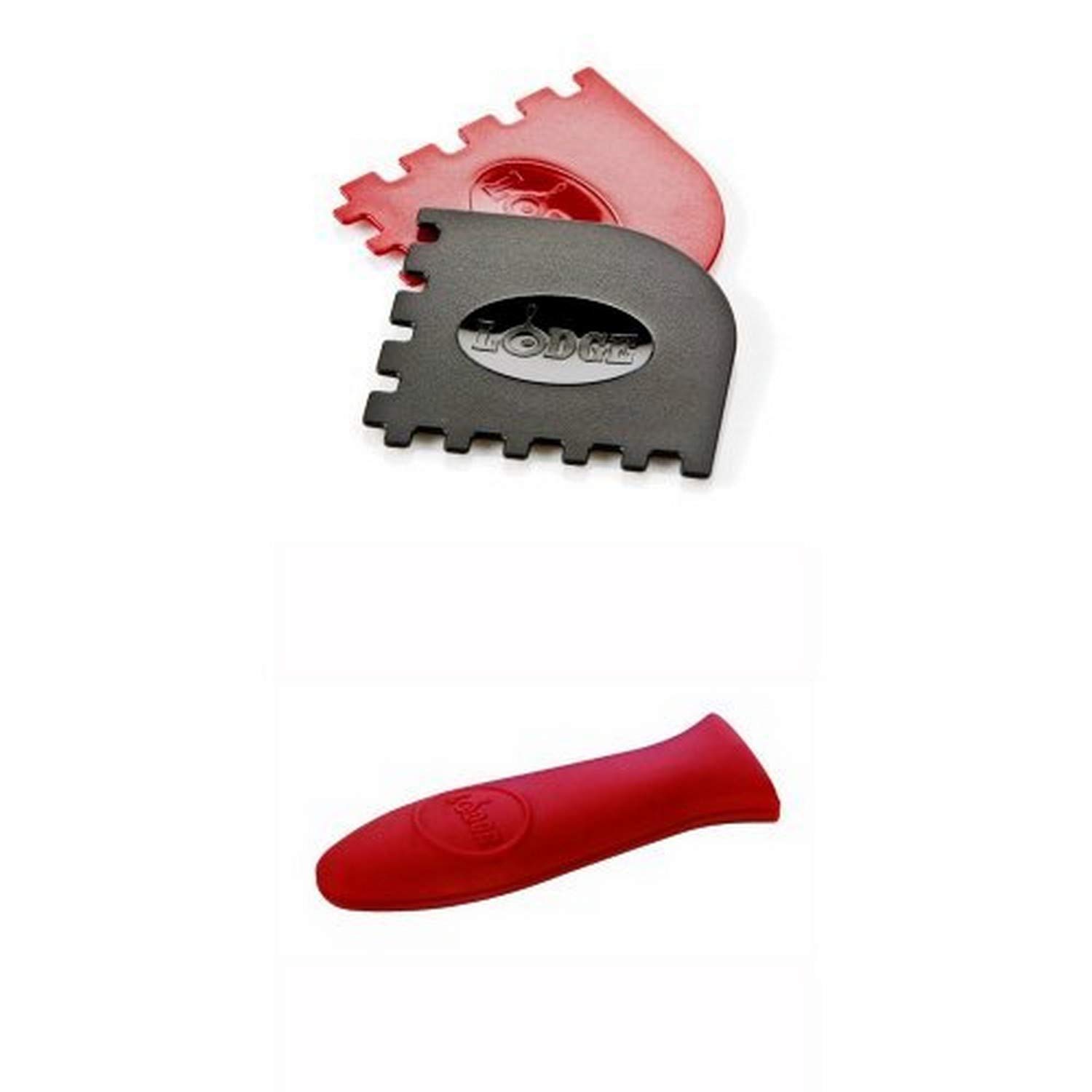 Lodge Grill Pan Scraper and ASHH41 Silicone Hot Handle Holder Bundle