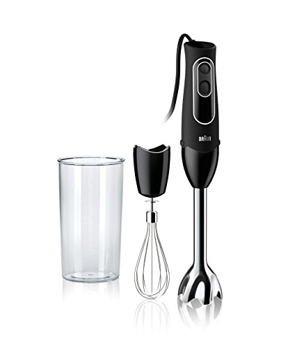 Braun MultiQuick 5 Immersion Hand Blender Patented Technology - Powerful 350 Watt - Dual Speed - Includes Beaker, Whisk, 505, Black, MQ505