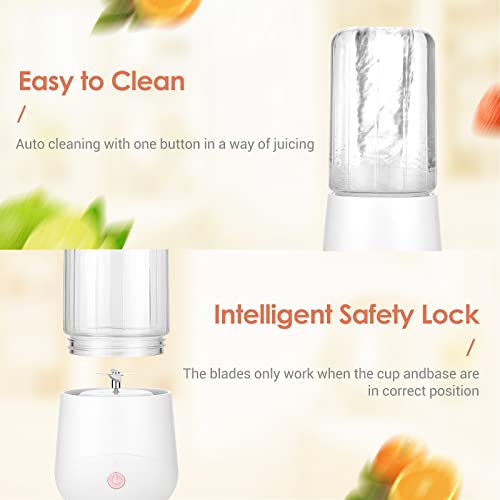 Portable Blender Personal Size Blender - Mini Blender for Shakes and Smoothies USB Charge Small Blender Fresh Juice Blender Cup with 4 Blades for Travel Kitchen Gym Office Outdoors