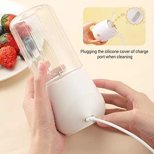 Portable Blender Personal Size Blender - Mini Blender for Shakes and Smoothies USB Charge Small Blender Fresh Juice Blender Cup with 4 Blades for Travel Kitchen Gym Office Outdoors