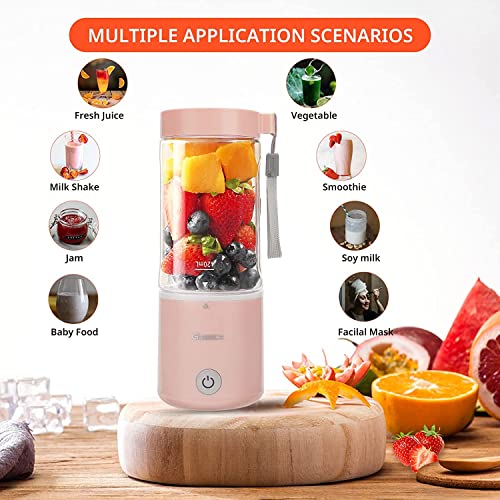 Gbasics Portable Blender USB Rechargeable, Personal Size Blender for Shakes and Smoothies, 14.2 Oz Mini Juicer Cup for Sports, Travel Outdoors and Kitchen