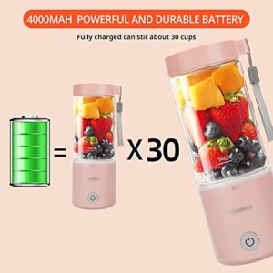 Gbasics Portable Blender USB Rechargeable, Personal Size Blender for Shakes and Smoothies, 14.2 Oz Mini Juicer Cup for Sports, Travel Outdoors and Kitchen