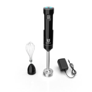 Cordless Hand Blender, UTALENT Variable Speed Immersion Blender handheld Rechargeable, with Fast Charger, Egg Whisk, for Smoothies, Milkshakes, Hummus and Soups – Black